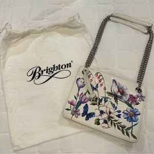 Brighton Handbag w/dust bag. “Blanc Jardin Sylvie Chain Floral Butterfly White”
